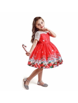 Girls Dress Christmas Eve Xmas Snow Holiday Halloween Party Dresses