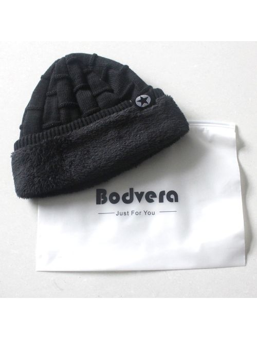 Bodvera Winter Knit Wool Warm Hat Thick Soft Stretch Slouchy Beanie Skully Cap