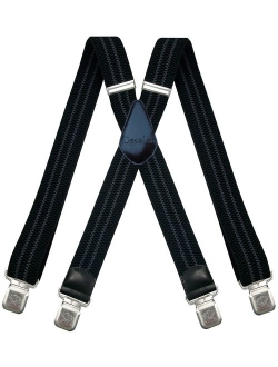 Mens Suspenders Very Strong Clips Heavy Duty Braces Big and Tall X Style