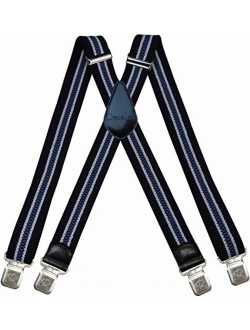 Mens Suspenders Very Strong Clips Heavy Duty Braces Big and Tall X Style