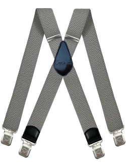 Mens Suspenders Very Strong Clips Heavy Duty Braces Big and Tall X Style