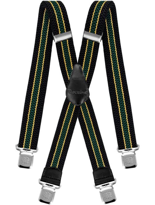 Mens Suspenders Very Strong Clips Heavy Duty Braces Big and Tall X Style