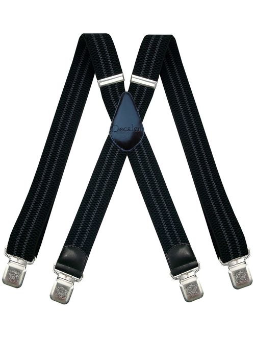 Mens Suspenders Very Strong Clips Heavy Duty Braces Big and Tall X Style