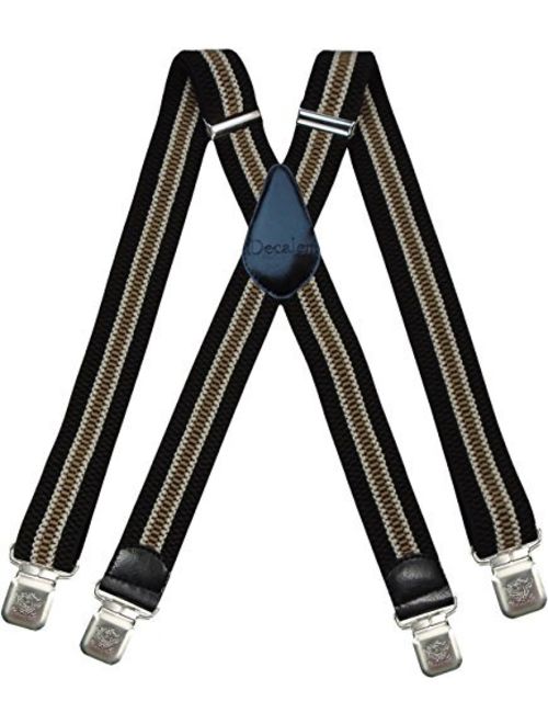 Mens Suspenders Very Strong Clips Heavy Duty Braces Big and Tall X Style