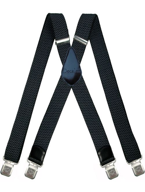 Mens Suspenders Very Strong Clips Heavy Duty Braces Big and Tall X Style