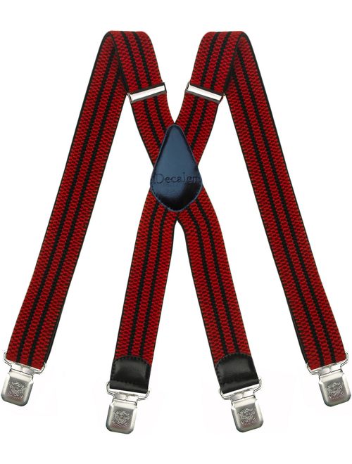 Mens Suspenders Very Strong Clips Heavy Duty Braces Big and Tall X Style