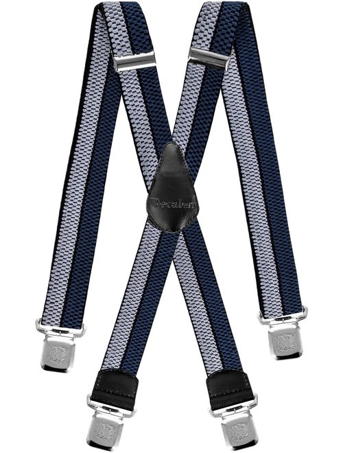 Mens Suspenders Very Strong Clips Heavy Duty Braces Big and Tall X Style