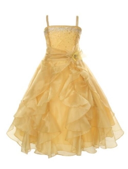 Cinderella Couture Girls Cascading Crystal Organza Rhinestone Party Dress