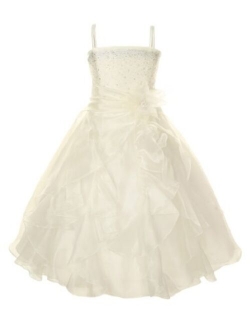 Cinderella Couture Girls Cascading Crystal Organza Rhinestone Party Dress