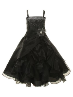 Cinderella Couture Girls Cascading Crystal Organza Rhinestone Party Dress