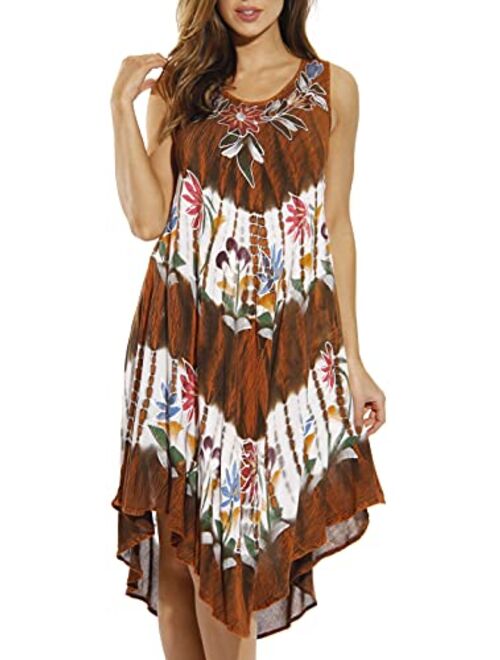 Riviera Sun Summer Dresses Tie Dye Embroidered Beach Swimsuit Cover Up