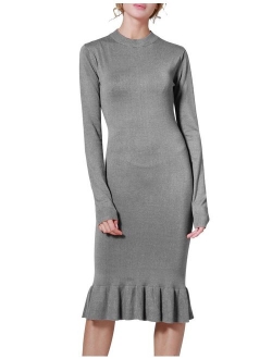 Rocorose Women's Sweater Dress Bodyon Mermaid Mock Neck Long Sleeve