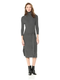 Women's Turtleneck Ribbed Sweater Dress