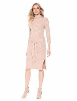 Women's Turtleneck Ribbed Sweater Dress