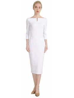 Marycrafts Women's Work Office Business Square Neck Sheath Midi Dress