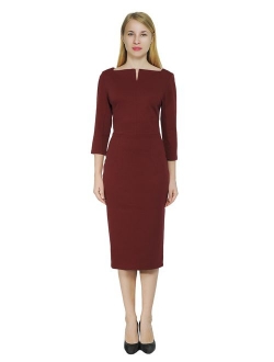 Marycrafts Women's Work Office Business Square Neck Sheath Midi Dress