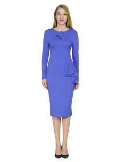 Marycrafts Women's Work Office Business Square Neck Sheath Midi Dress