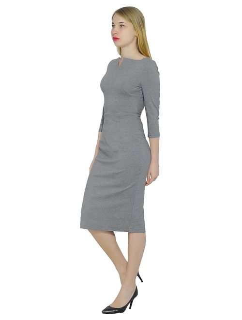 Marycrafts Women's Work Office Business Square Neck Sheath Midi Dress