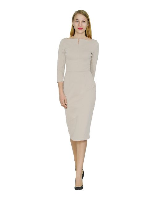 Marycrafts Women's Work Office Business Square Neck Sheath Midi Dress