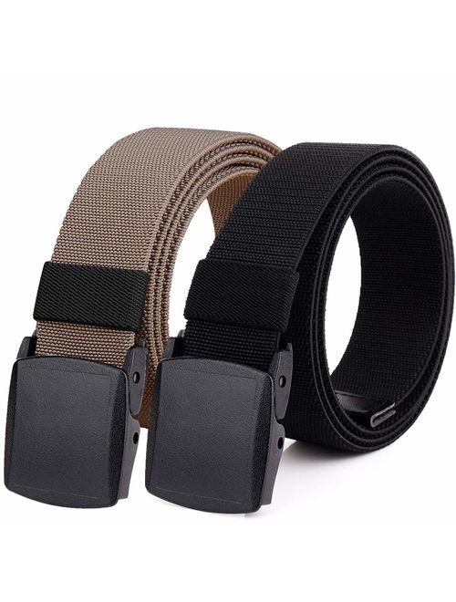 Buy Hoanan 2-Pack Elastic Stretch Belt, Men's All Size No Metal Nylon  Tactical Hiking Belt online