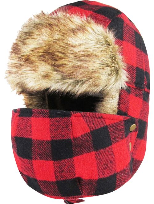 Unisex Winter Trooper Hat Collection for Men and Women Lumberjack Ushanka Ear Flap Chin Strap and Windproof Mask