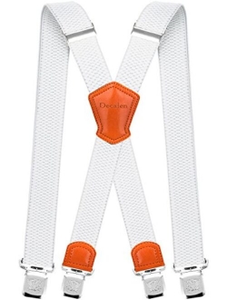 Decalen Mens Suspenders Very Strong Clips Heavy Duty Braces Big and Tall X Style