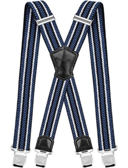 Decalen Mens Suspenders Very Strong Clips Heavy Duty Braces Big and Tall X Style