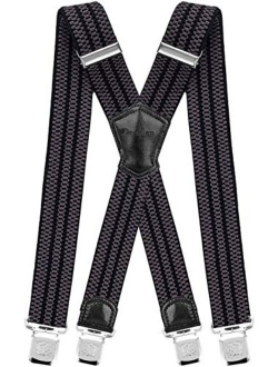 Decalen Mens Suspenders Very Strong Clips Heavy Duty Braces Big and Tall X Style