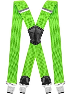 Decalen Mens Suspenders Very Strong Clips Heavy Duty Braces Big and Tall X Style