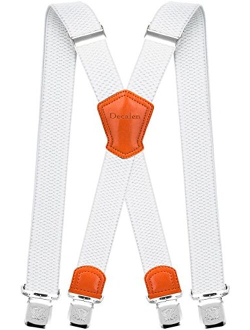 Decalen Mens Suspenders Very Strong Clips Heavy Duty Braces Big and Tall X Style