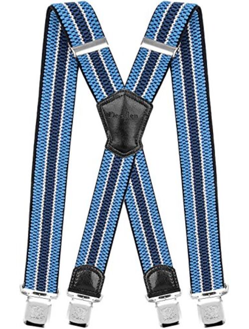 Decalen Mens Suspenders Very Strong Clips Heavy Duty Braces Big and Tall X Style