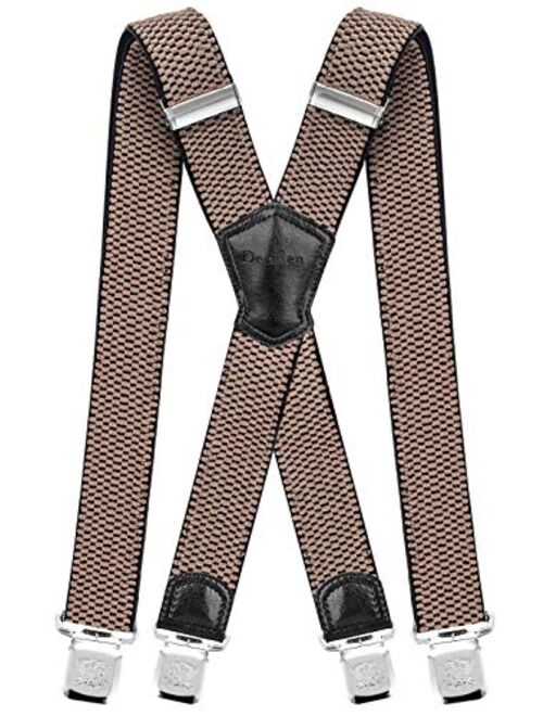 Decalen Mens Suspenders Very Strong Clips Heavy Duty Braces Big and Tall X Style