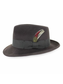 Belfry Gangster 100% Wool Stain Resistant Crushable Dress Fedora in Black Grey Navy Brown Pecan