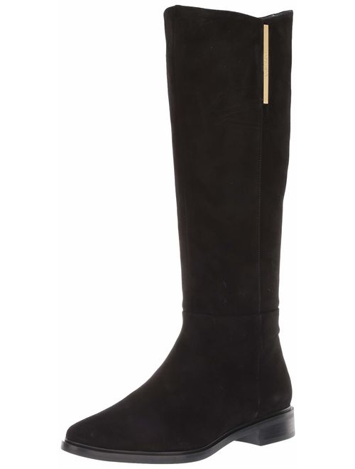 Calvin Klein Women's Francine Knee High Boot, Black Suede, 5.5 M US