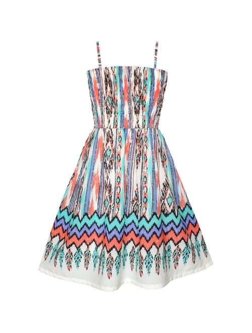 Sunny Fashion Girls Dress Rainbow Smocked Halter