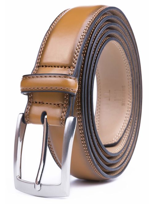 Men's Genuine Leather Dress Belt, Handmade, 100% Cow Leather, Fashion & Classic Designs for Work Business and Casual