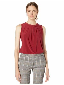 Women's Pleat Front Sleeveless-Knit Top