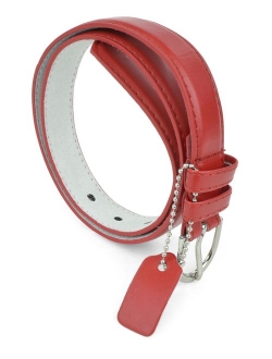 Girls Kids Dress Belts Skinny PU Leather Polished Buckle