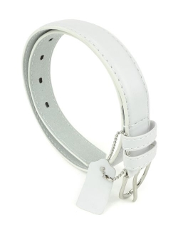 Girls Kids Dress Belts Skinny PU Leather Polished Buckle