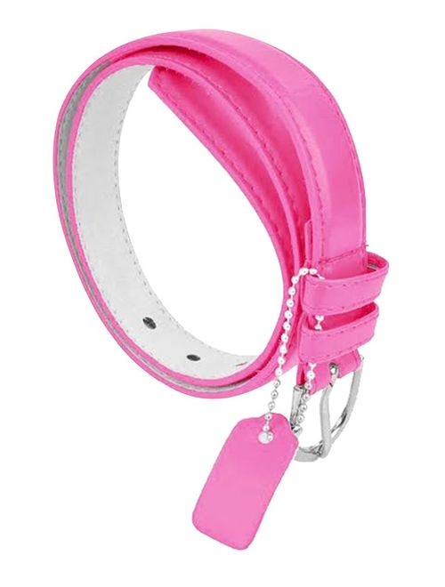 Girls Kids Dress Belts Skinny PU Leather Polished Buckle