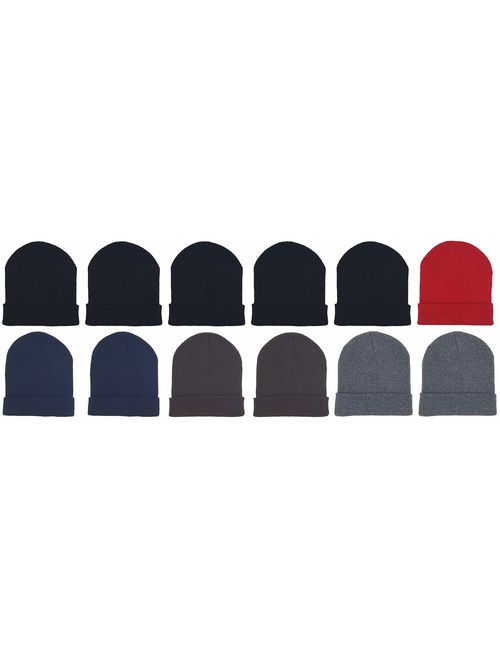 Kids Winter Beanies, 12 Pack Warm Cold Weather Hats Boys Girls Children Gift