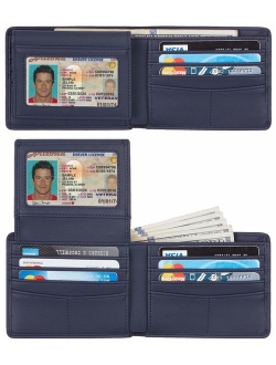 RFID Blocking Genuine Leather Bifold Multi Card Wallet Classic