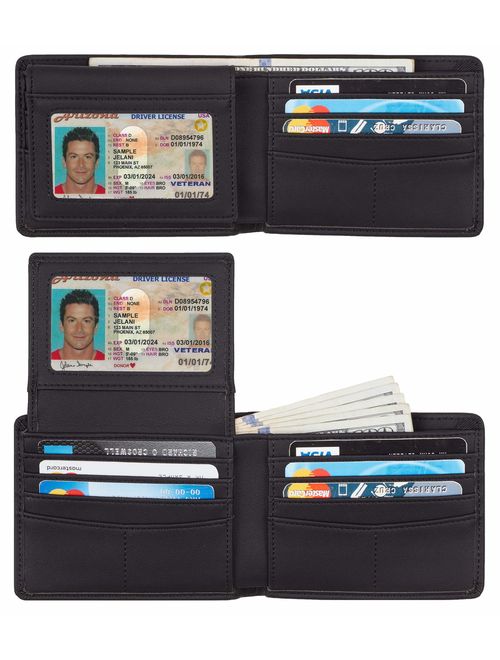 Travelambo RFID Blocking Genuine Leather Bifold Multi Card Wallet Classic