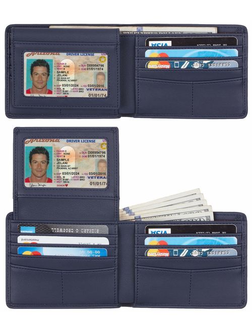 Travelambo RFID Blocking Genuine Leather Bifold Multi Card Wallet Classic