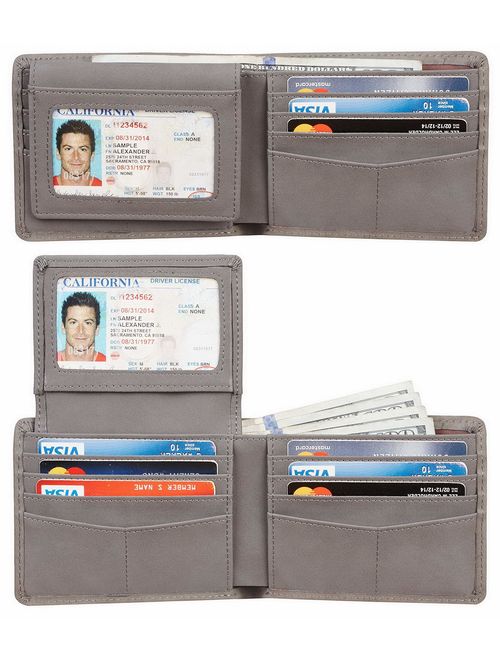 Travelambo RFID Blocking Genuine Leather Bifold Multi Card Wallet Classic