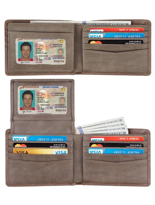 Travelambo RFID Blocking Genuine Leather Bifold Multi Card Wallet Classic