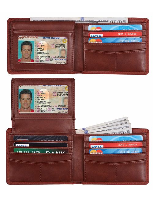 Travelambo RFID Blocking Genuine Leather Bifold Multi Card Wallet Classic