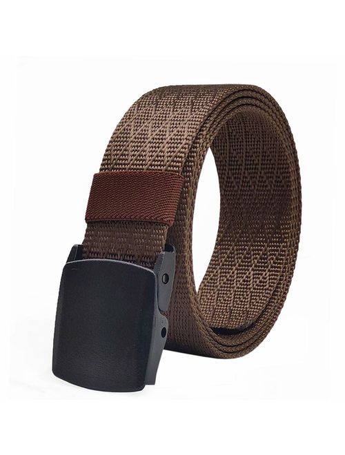 WYuZe Men's Military Tactical Web Belt, Casual Nylon Webbing with No Metal Buckle