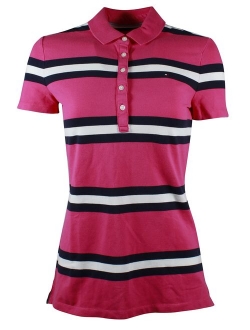 Women's 5 Button Striped Polo Shirt