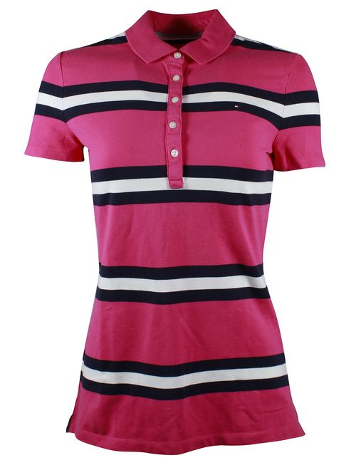 Tommy Hilfiger Women's 5 Button Striped Polo Shirt